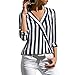 Produktbild Damen Lose Asymmetrisch Sweatshirt Pullover Bluse Oberteile Jäckchen Elegant Kurz Chiffon Elegant Blazer Gestreift Langarm Unregelmäßige Arbeit Büro Bluse Top T-Shirt