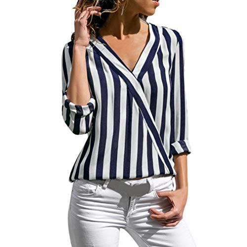 Preisvergleich Produktbild Damen Lose Asymmetrisch Sweatshirt Pullover Bluse Oberteile Jäckchen Elegant Kurz Chiffon Elegant Blazer Gestreift Langarm Unregelmäßige Arbeit Büro Bluse Top T-Shirt