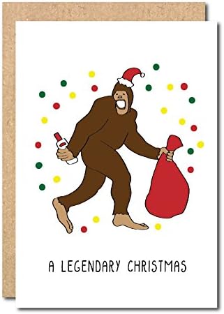 Christmas Greeting Card Bigfoot a legendary Funny Xmas Holiday card pack FC35