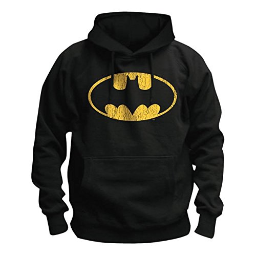 Batman-Logo-Hoodie-DC-Comics-Kapuzenpullover-schwarz-warm-und-weich-schwarz-mit-Tasche