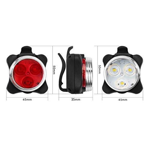 Siensync Wiederaufladbare LED Fahrradlampe, 350lm USB wiederaufladbare Fahrradlampe Set, Frontlicht + Rücklicht + 2 USB Kabel, 4 Licht Modi - 4