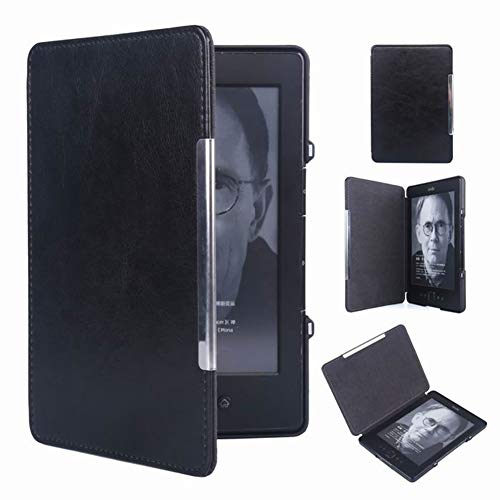 Meijunter Black Hard Cuero Protector Faltriquera Cáscara Caso Estuche Cubrir Cubierta Case Cover por Kindle 4 5 4th 5th