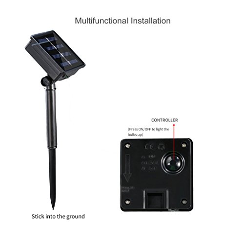 LUCKYKS Solar Lichterkette 6M 30 LED mit Sensor Außen IP44 Regentropfen Dekorativ Beleuchtung für Neujahr, Hochzeit, Party, Fest im Zimmer, Garten, Baum, Terrasse (warm weiß) - 5