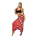 Produktbild Damen Hosen Sommer LHWY Frauen Beiläufige Haremshose Vintage Lose Yoga Hosen Baggy Boho Overall Pluderhosen High Waist Retro Jogginghose (One Size, Rot)