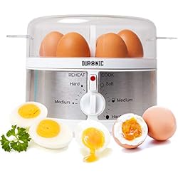 Duronic EB35 Cuiseur à œufs - de 1 à 7 œufs - Thermostat et minuteur pour obtenir œufs durs / mollets / à la coque avec fonction dédiée pour préparer deux types de cuisson