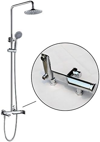 Copper Bathroom Shower Set Wall-in Mounted Mixer Rainfall Shower Head System with Handheld and Tap Faucet, Adjustable Height, Chrome