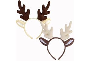 XINCHEN Rentier Geweih haarreif Haarschmuck 2 Stück Weihnachts Rentier Geweih Stirnband Kinder Haarband Kopfbedeckung Haarreif für Weihnachten Ostern Party Karneval.