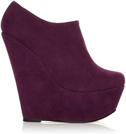 TINA Purple Faux Suede Wedge Very High Heel Platform Ankle Shoe Boots