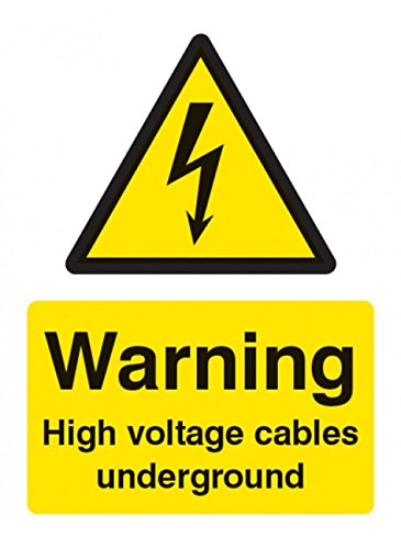 Caledonia Signs 14008E Warning High Voltage Cable Underground Sign, 200 mm x 150 mm, Rigid Plastic