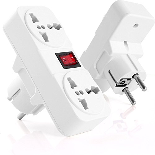 Neuftech® Universal Reiseadapter Travel-Plug mit EU Schuko Stecker DE auf UK/USA/China/Japan/Australien/Thailand usw.- 6A 250V - 2