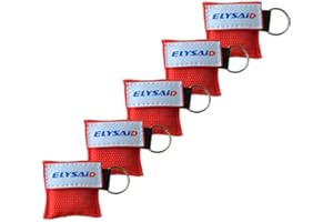 JTKENS Pack of 5pcs CPR Face Mask Key Chain Ring Emergency Kit Rescue Face Shields with One-Way Valve Breathing Barrier for First Aid or AED Training Red