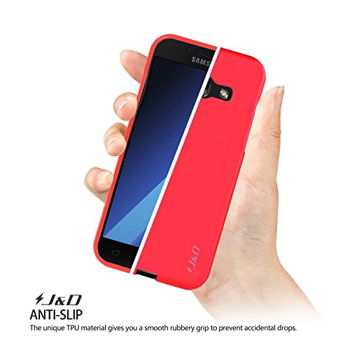 Galaxy A5  2017 Version  Funda  J D  Coj  n Fino   Parachoques Ligero   Protecci  n contra Ca  das  Resistente Funda TPU Protectora para Samsung Galaxy A5  Release in 2017  - Rojo