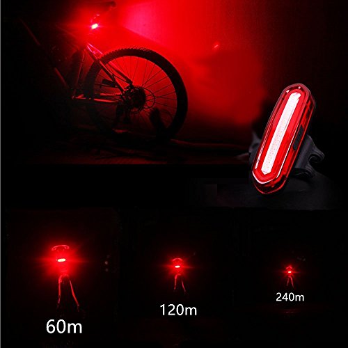 Awnic USB Wiederaufladbar Fahrrad Rücklicht LED Fahrradlicht 240° Sichtbar 16 Rote COB LED Bis zu 10h 4 Modi Memory-Funktion Wasserdicht Geeignet für Helm und Fahrrad, etc - 7