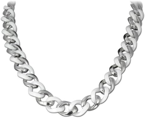 Amello ESKX10W Women's Necklace Chain Ceramic Stainless Steel White