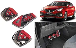 Selifaur - 3 Pcs Red Non-Slip Manual Car Pedals kit Pad Covers Set for Baleno RS 2019