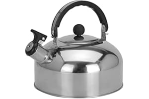 OrionMart Whistling Kettle 2L Camping Kettle for Gas Stove - Stainless Steel Gas Kettle with Ergonomic Folding Handle – Tea Coffee Portable Stove Kettle for Camp Fire Travel