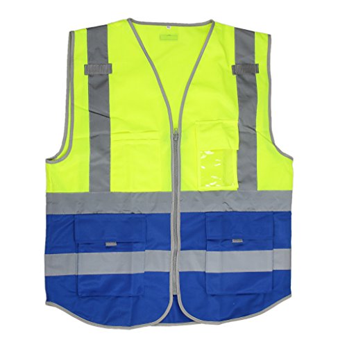 Preisvergleich Produktbild Reflektierende Sicherheitsweste / Warnweste / Verkehrswarnweste / Baustellenweste Gr. XL - Gelb und Blau, XL