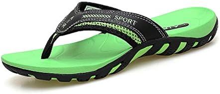 Crafeel Leather Flip Flops Summer Slippers Sandals for Women Men(Green UK8.5)