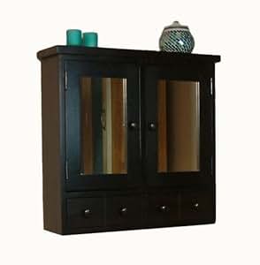 Dark Wood Large Wall Mounted Bathroom Cabinet - Kudos ...