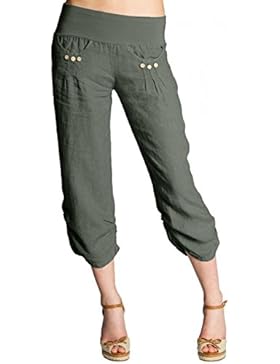 CASPAR KHS017 Damen 3/4 Leinen Hose