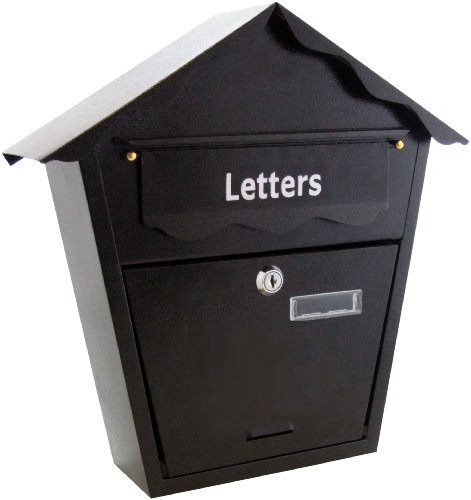 Preisvergleich Produktbild Schwarze Mailbox Letterbox Postbox Briefkasten Briefschlitz Platte Secure Wasserdicht Mit Schlüsseln Abschließbar Post Rio Briefkasten