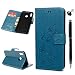 Produktbild Honor 8X Handyhülle Huawei Honor 8X Hülle Case PU Leder Tasche Lotusblume Muster Flipcase Cover Silikon Schutzhülle Handtasche Ledertasche Skin Ständer Klapphülle Schale Bumper Magnetverschluss-Türkis