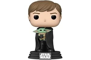 Funko Pop Star Wars Mandalorian Luke Skywalker avec Grogu Chiffre, 9 cm Hauteur