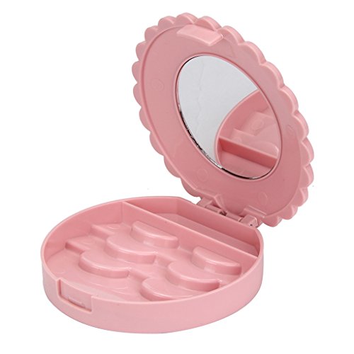 Vovotrade Acryl Nette rosa Schleife Falsche Wimper Aufbewahrungsbox Make-up Kosmetik Spiegel Fall Organizer - 4