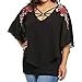 Produktbild Geili Frauen Plus Größe Floral Applique Criss Kreuz Vorne Fledermaus Ärmel Pullover T Shirt Lose Tops Bluse
