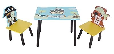 Bebe Style PRF1T2CS-Bleu Pirate Table/Chaise d'Enfant en Bois