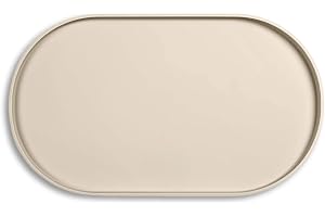 Skålunderlägg Hund, BPA-fri Silikonmatta med Spillkant, Gummimatta för Mat- och Vattenskålar, Oval Stilren Minimalistisk Husdjursmatta, 48 x 28 x 1,5 cm, Rymmer Två Hundskålar