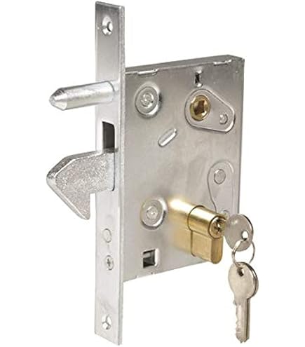 Serrure à Crochet Encastrée KeyMet 72/40 – Pour Porte Coulissante, Portail – Argent