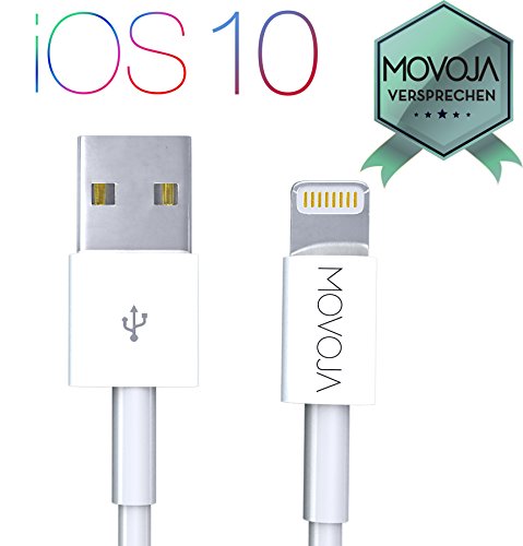 1 Meter Lightning Kabel MOVOJA® | Lightning zu USB Kabel | Apple Ladekabel [Lebenslange Garantie] für iPhone 7 / 6s / 6 / iPhone 6 Plus / 6s Plus / 7 Plus, iPhone 5 / 5s / SE, iPad Air 2 / Mini 3 / iPod 5 / Nano 7 - MOVOJA®
