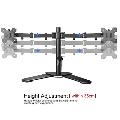 Suptek Monitorhalterung Tischhalterung für 13″-27″ TFT/LCD/LED Flach Bildschirme mit Vesa 75 und 100 Standard bis 12 KG pro Halter Schwenkbar Neigbar Drehbar - 3