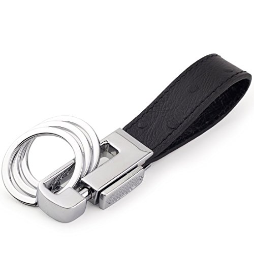 Luxury ostrich grain leather valet keychain