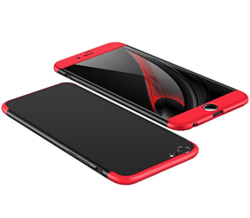 iPhone 6 Hülle, Aostar 3 in 1 Ultra Dünner PC Harte Case 360 Grad Ganzkörper Schützend Handyhülle Case Cover Bumper Schutzhülle Vollschutz Schale für iPhone 6/6s (iPhone 6/6s, Schwarz+Rot)
