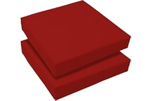 DAZZLE COLLECTION Set of 2 Outdoor Waterproof Chair Cushion Seat Pads Rattan Garden Furniture Seat Cushions For Patio, Garden, Office, Coffee Shop, Dining Room Removable Fabric Zipper Cover (Red, 50X50X5cm)