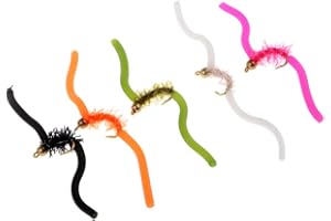 B Baosity 5 Pezzi Esche San Juan Squirmy Worms Trota Pesca a Mosca Attrezzi da Pesca Esche - Pack 1