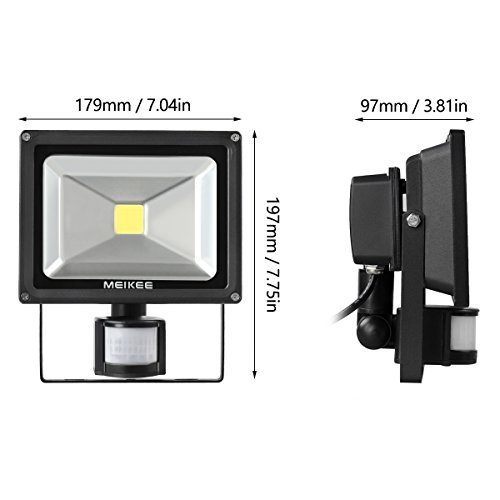 MEIKEE 20W LED Fluter Floodlight Strahler Licht Scheinwerfer Außenstrahler Wandstrahler Schwarz Aluminium IP65 Wasserdicht AC 85 – 265V Tageslichtweiß [Energieklasse A++] - 5