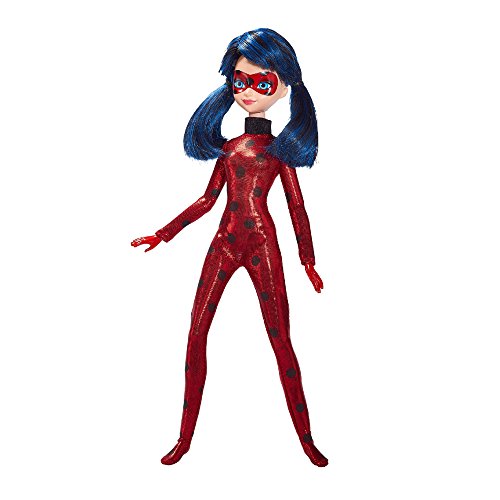 41UuhnawREL Bandai Miraculous Pack de 2 Poupées mannequin 26 cm-Ladybug et Chat, 39810, Rouge/Noir