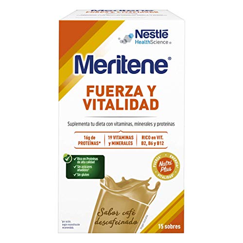 MERITENE de Nestlé Health Science - FUERZA Y VITALIDAD Batido Café descafeinado - Estuche (15x30g)