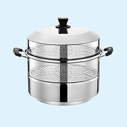 201 en acier inoxydable Steamer/marmite à soupe 2 couches avec des ménages Steamer 30-40cm épaissie Convient for Cuisinière à gaz/Cuisinière à induction Convient for 4-10 personnes (Size : 32cm)