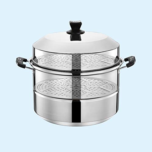 201 en acier inoxydable Steamer/marmite à soupe 2 couches avec des ménages Steamer 30-40cm épaissie Convient for Cuisinière à gaz/Cuisinière à induction Convient for 4-10 personnes (Size : 32cm)