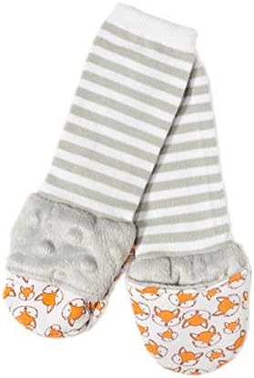 Handsocks Plushy Stay On Strap-Free No-Scratch &amp; Warmth Mittens (Medium (6-12 Months), Felix(Grey/Foxes))