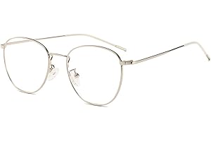 Flydo Damen Blaulichtfilter Brille Ohne Stärke Anti-Müdigkeit UV-Schutz Computerbrille Retro Rund Metallgestell Brillenfassung Blue Light Blocking Glasses