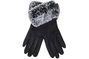 TG THISTLE GEM Thistle Gem Large Trim Faux Fur Gloves – Fashionable and Cozy Touch Screen Fur Gloves - Multicolor & Soft Winter fur lined gloves for Women