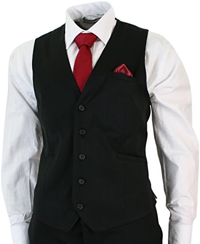 Mens Tailored Fit Black 3 Piece Stripe Suit Short Regular Long Smart Formal