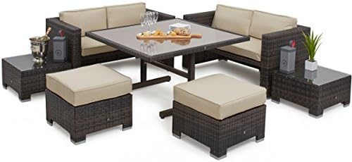 Maze Rattan Cube Sofa Set in a Mixed Brown Weave