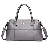 Image de Dragon868 Damen Splice Handtasche Schultertasche Business Crossbody Tasche Tote Bag (Grau)