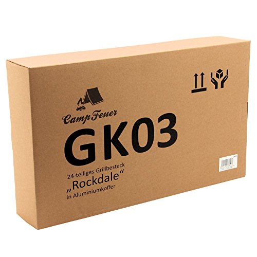 CampFeuer – Edelstahl Grillbesteck Set in 3 Varianten zur Auswahl, mit Aluminiumkoffer (24-teilig) - 6
